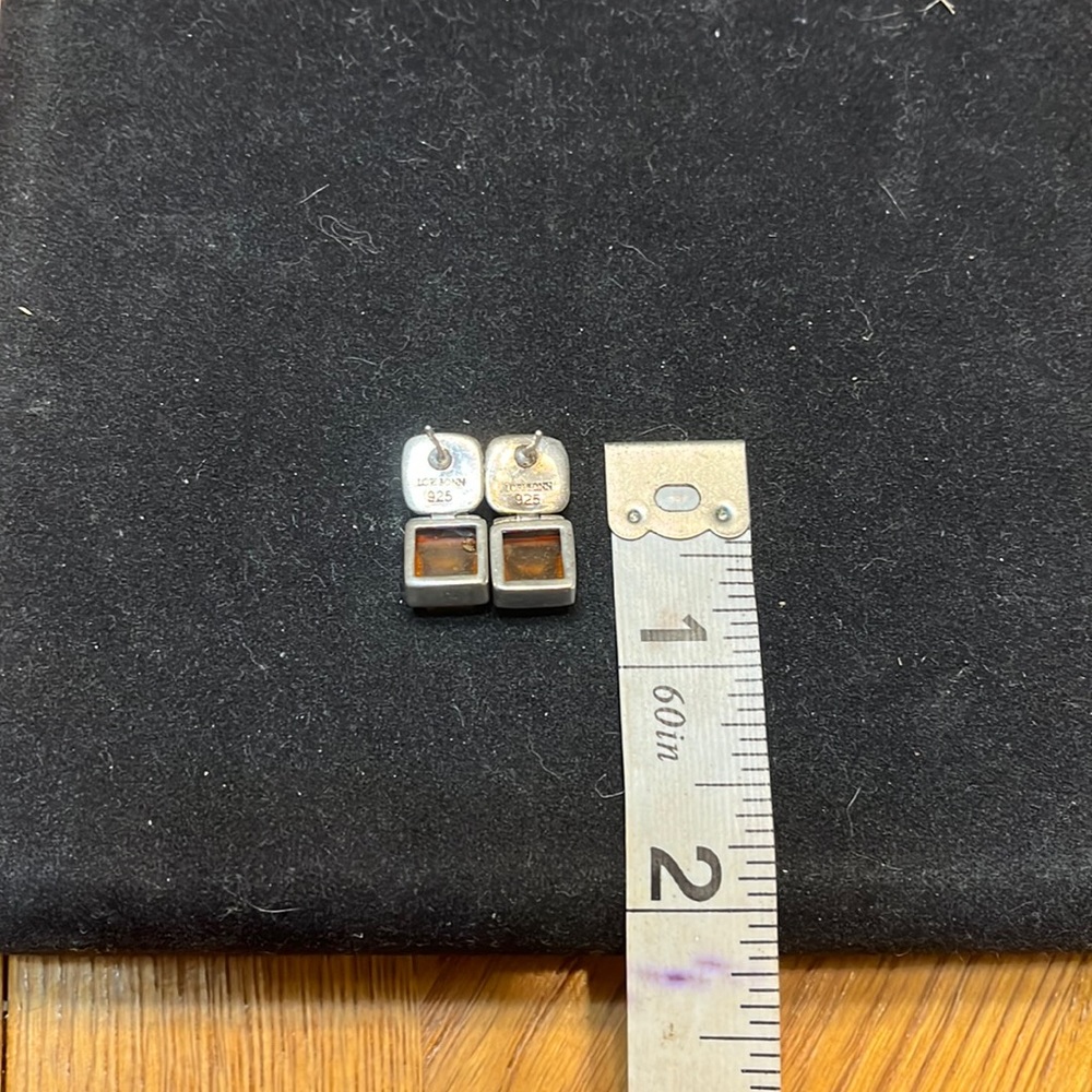 Vintage Lori Bonn Sterling Silver Amber Earrings - Picture 2 of 2
